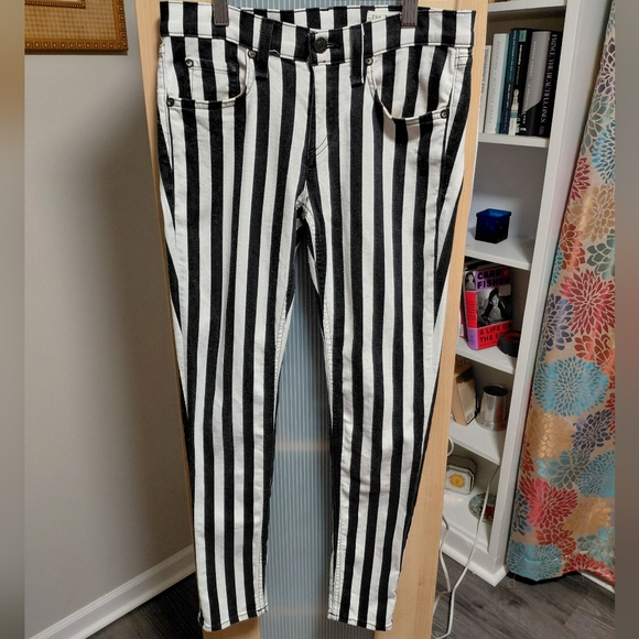 rag & bone Denim - Rag & Bone Black White Striped Capri Jeans Made In USA Stylish Chic